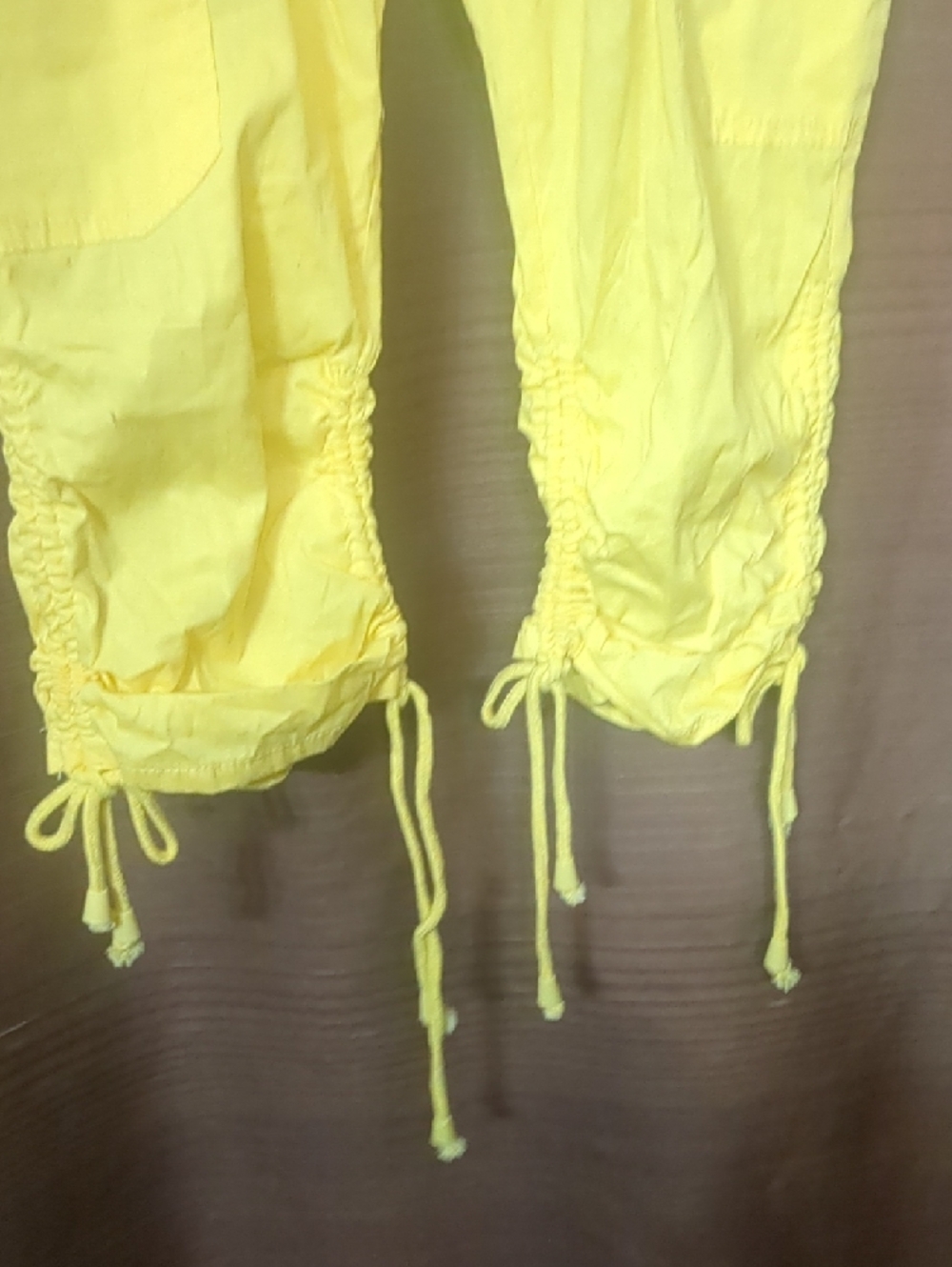 Bright Yellow Women's Cargo Capris with Belt - Picture 4 of 5